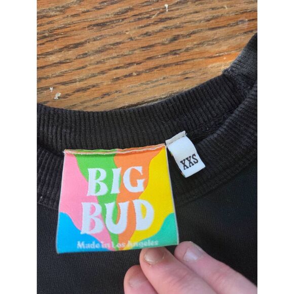 Bud Press Embroidered Crewneck Sweatshirt in Black Size XXS - Picture 2 of 3